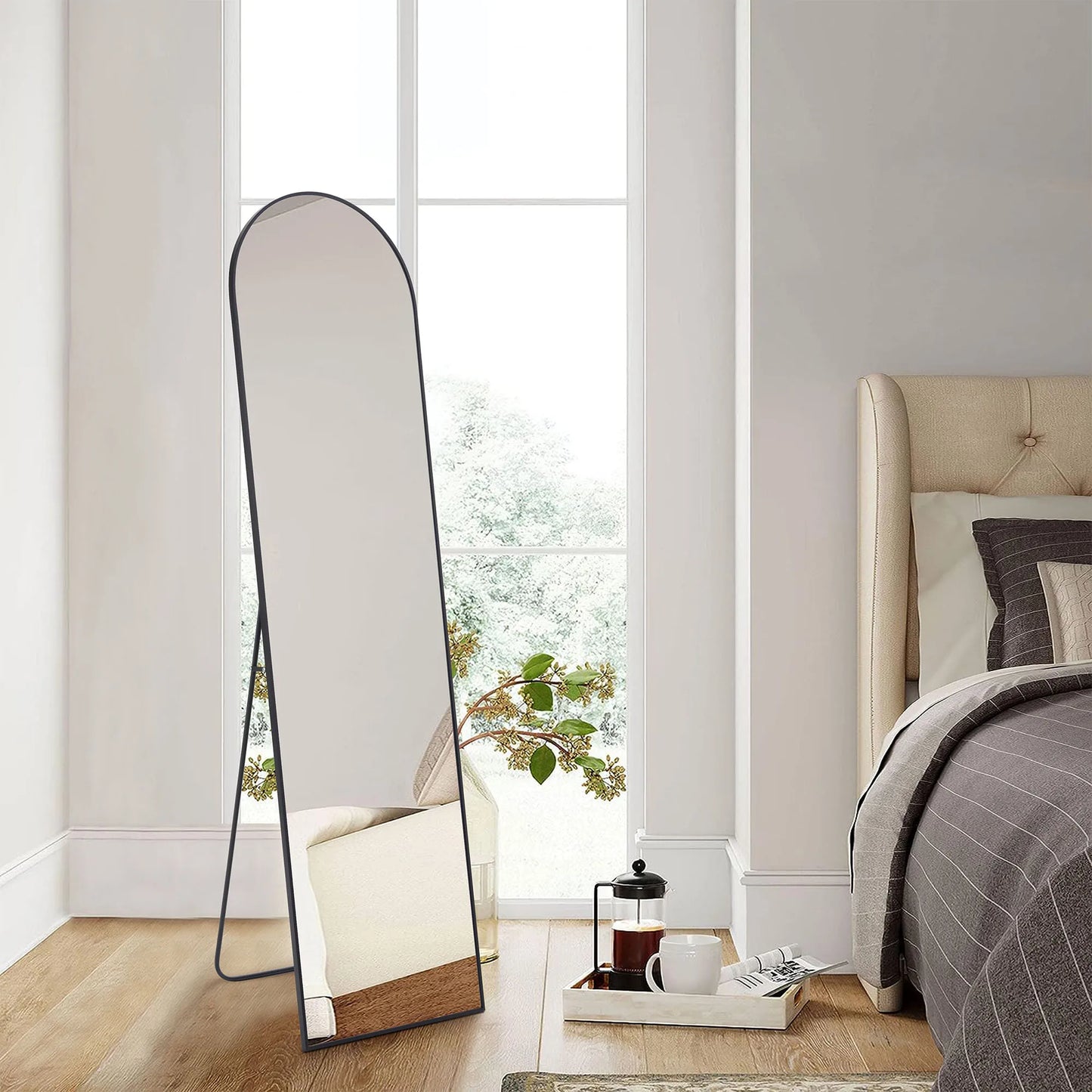 JHK Arched Right Angle Mirror With Sturdy Aluminum Frame