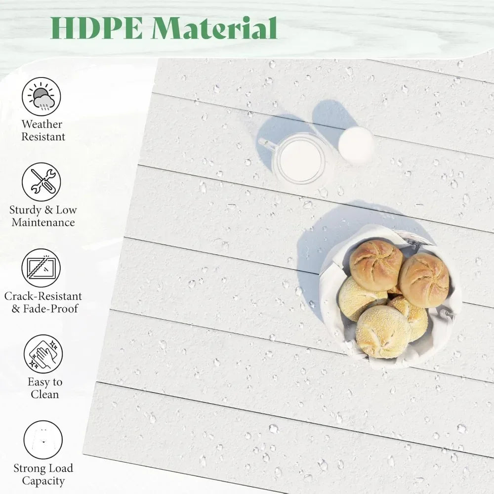 General Use HDPE Outdoor Dining Table Set With 6 Chairs