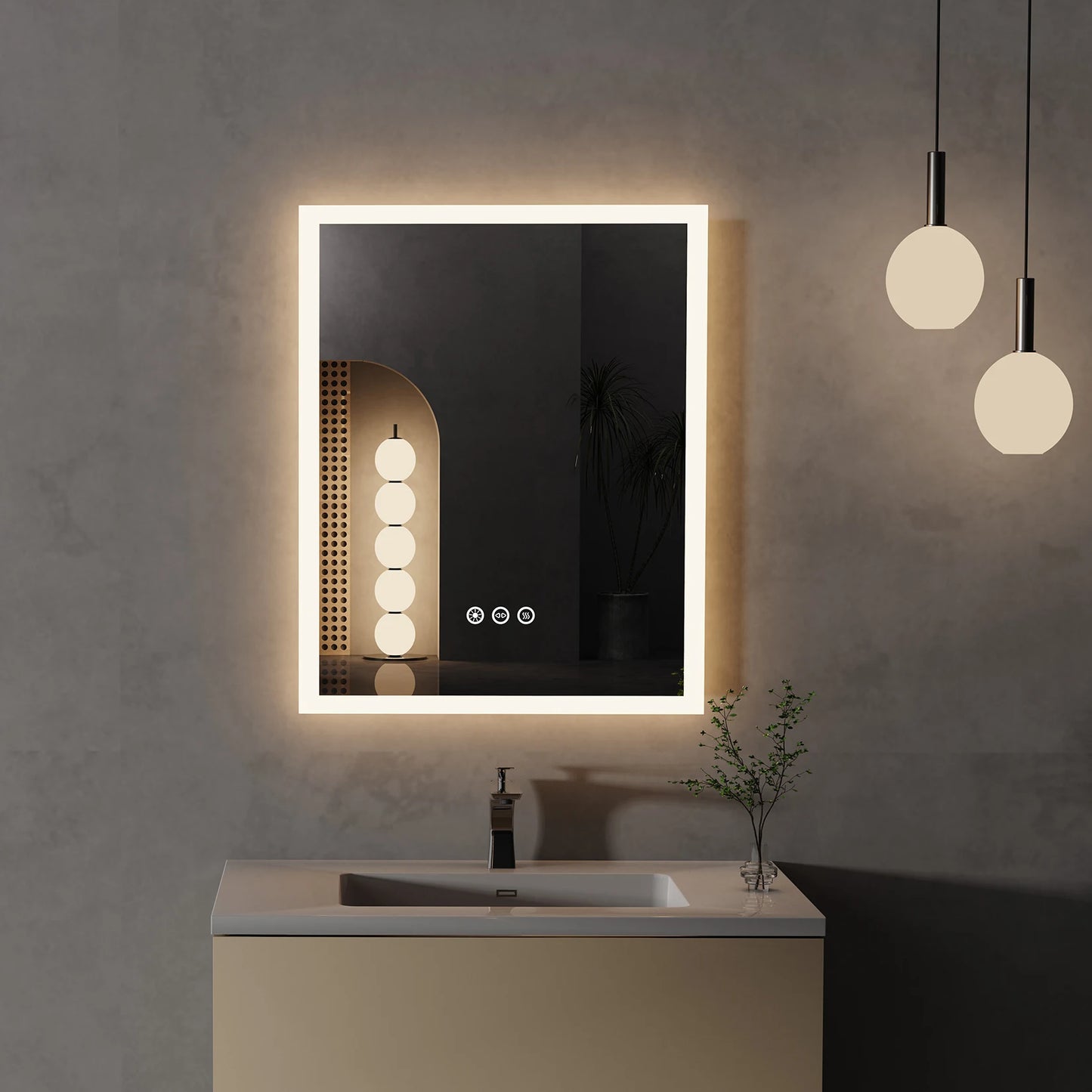 LED Lighted Bathroom Mirror Anti Fog Memory Function Button