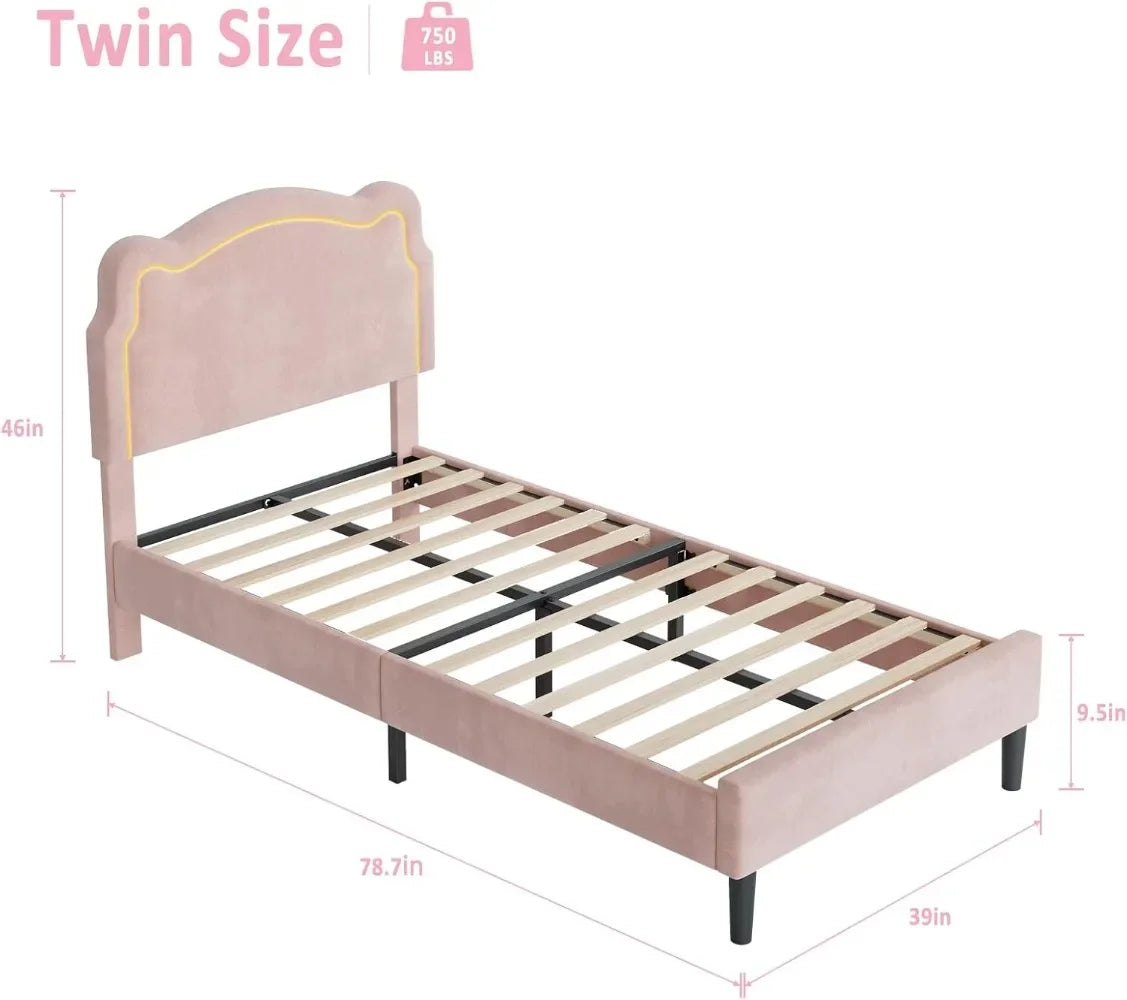 XMSJ Smart LED Bed Frame With Adjustable Bear Headboard