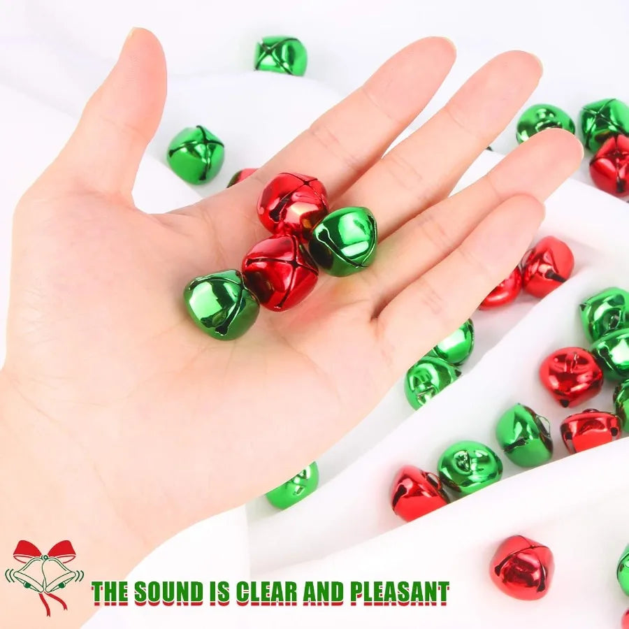 100 Pieces Red Green Jingle Bells 4 5 Inch Craft Bell Bulk for Christmas Home and Pet Decorations with Durable Material and Fes