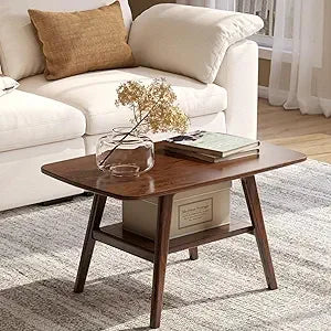 DAFIFY 100 Percent Solid Oak Wood Coffee Table With Storage