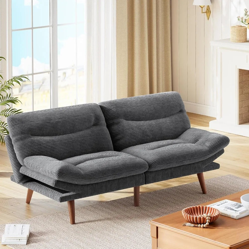 GUANGBAI Futon Sofa Bed With Adjustable Backrest Armrests
