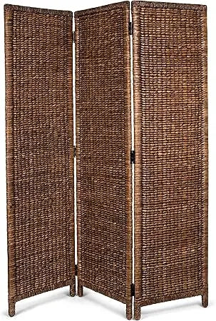 Seagrass Room Divider Three Panel Handwoven Abaca Screen