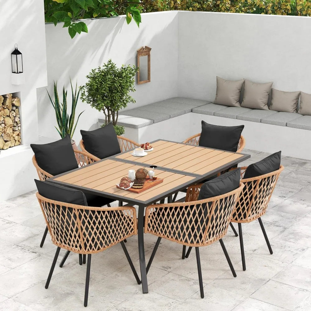 Blackwicker Rattan All Weather Patio Dining Set Tabletop
