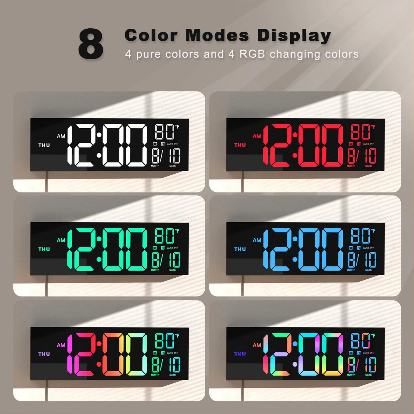 Hign-concerned Digital Wall Clock With Remote LED RGB