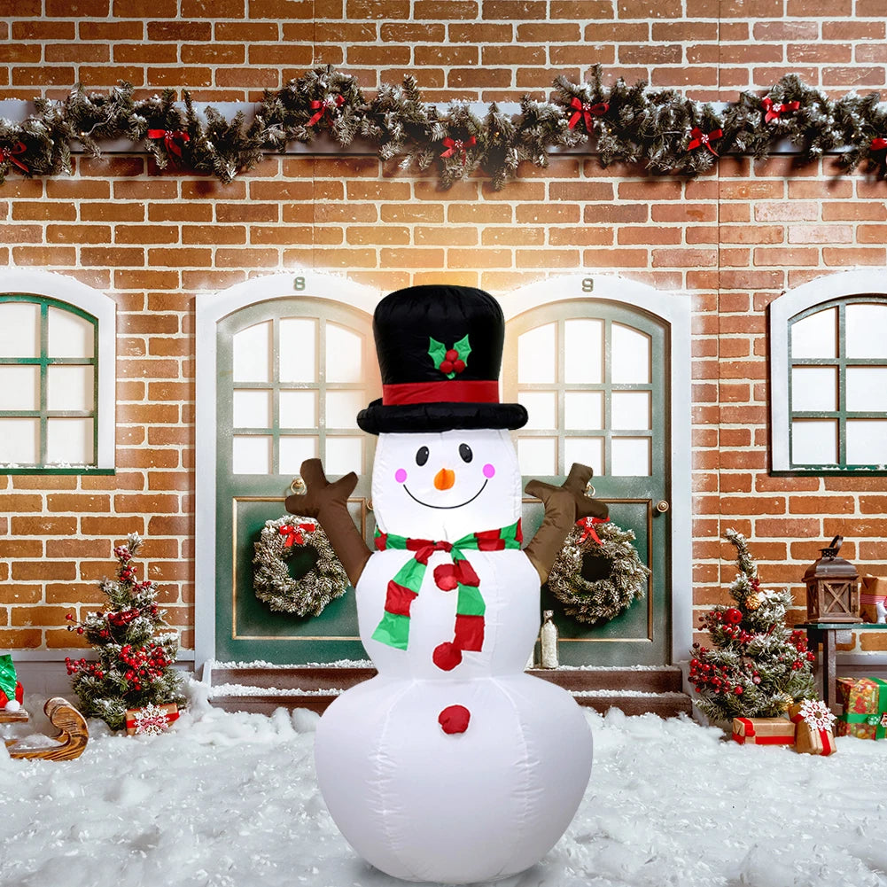 Inflatable Illuminated Snowman Ornament with LED Light Snowman Dolls Decor for Xmas Garden Party Decor