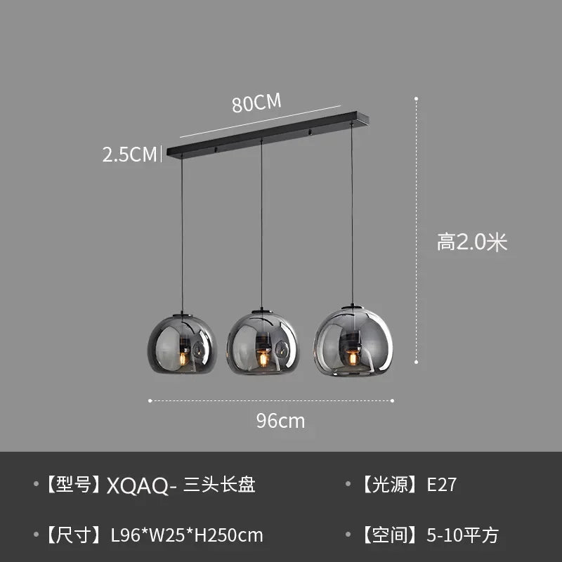 Modern Minimalist Glass Ceiling Light E27 Dining Room Lamp