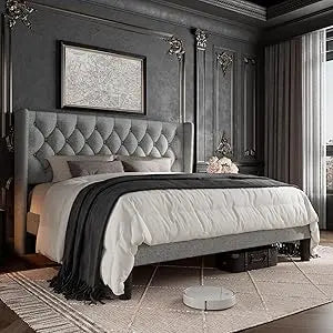 DAFIFY Upholstered Platform Bed Frame With Tufted Headboard