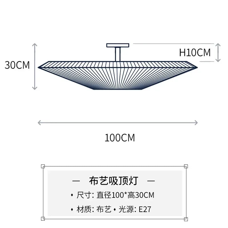 Round Fabric Planted Ceiling Light For Foyer And Lobby