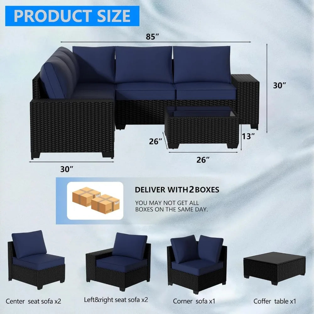 RBXC 6 Piece All Weather Outdoor Rattan Patio Sectional Set