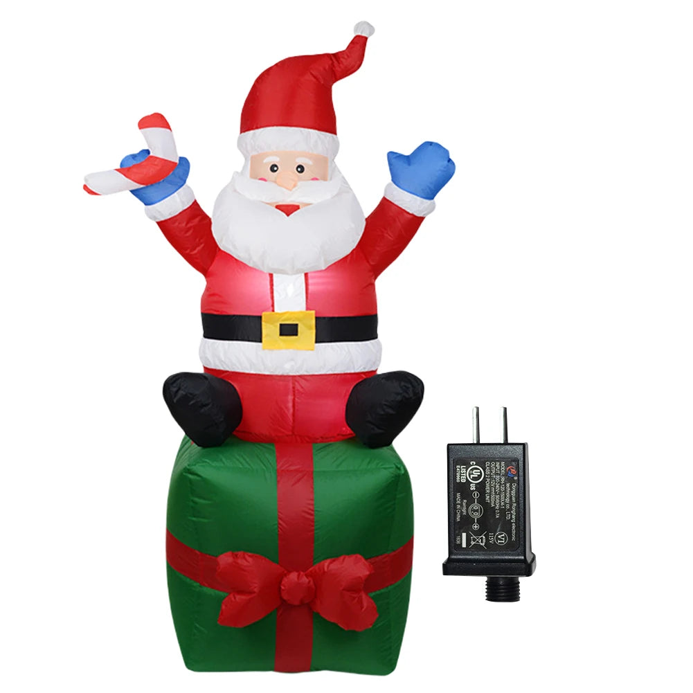 LED Inflatable Cartoon Model Decor Festival Theme Cute Air Blown Up  Christmas Dolls Decor for Xmas Garden Party Decor