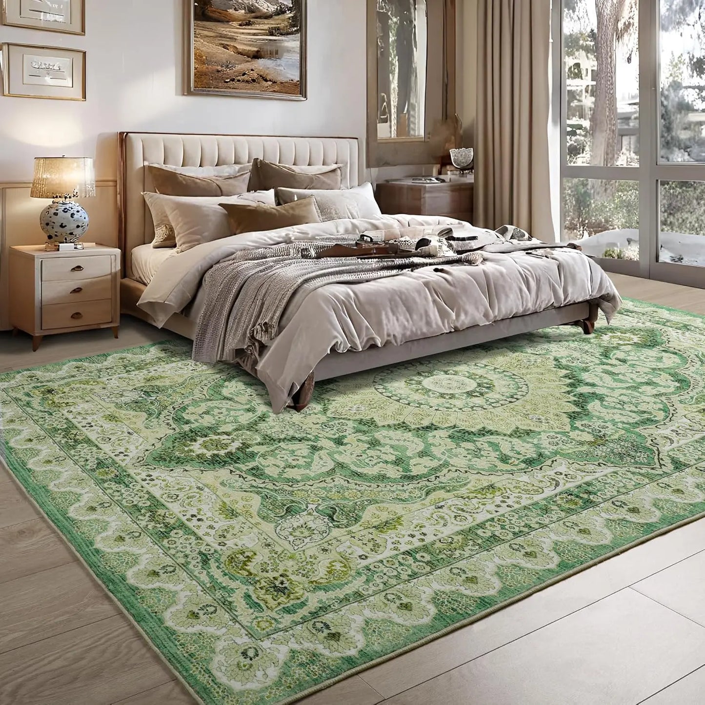 Noahas Machine Washable Tibetan Area Rug Non Slip Low Pile