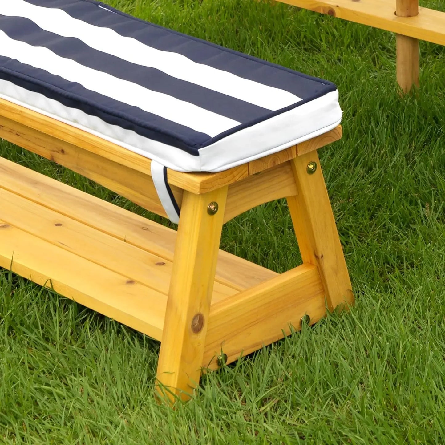 XMSJ Wooden Table And Bench Set With Cushions Umbrella