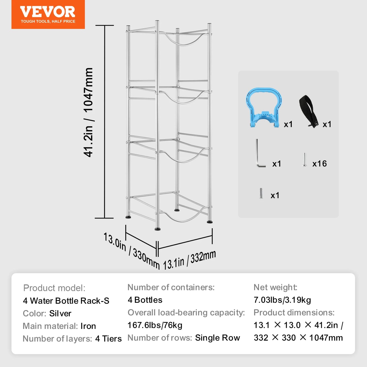 SucceBuy 5 Tier Water Jug Holder Iron Bottle Rack Unit