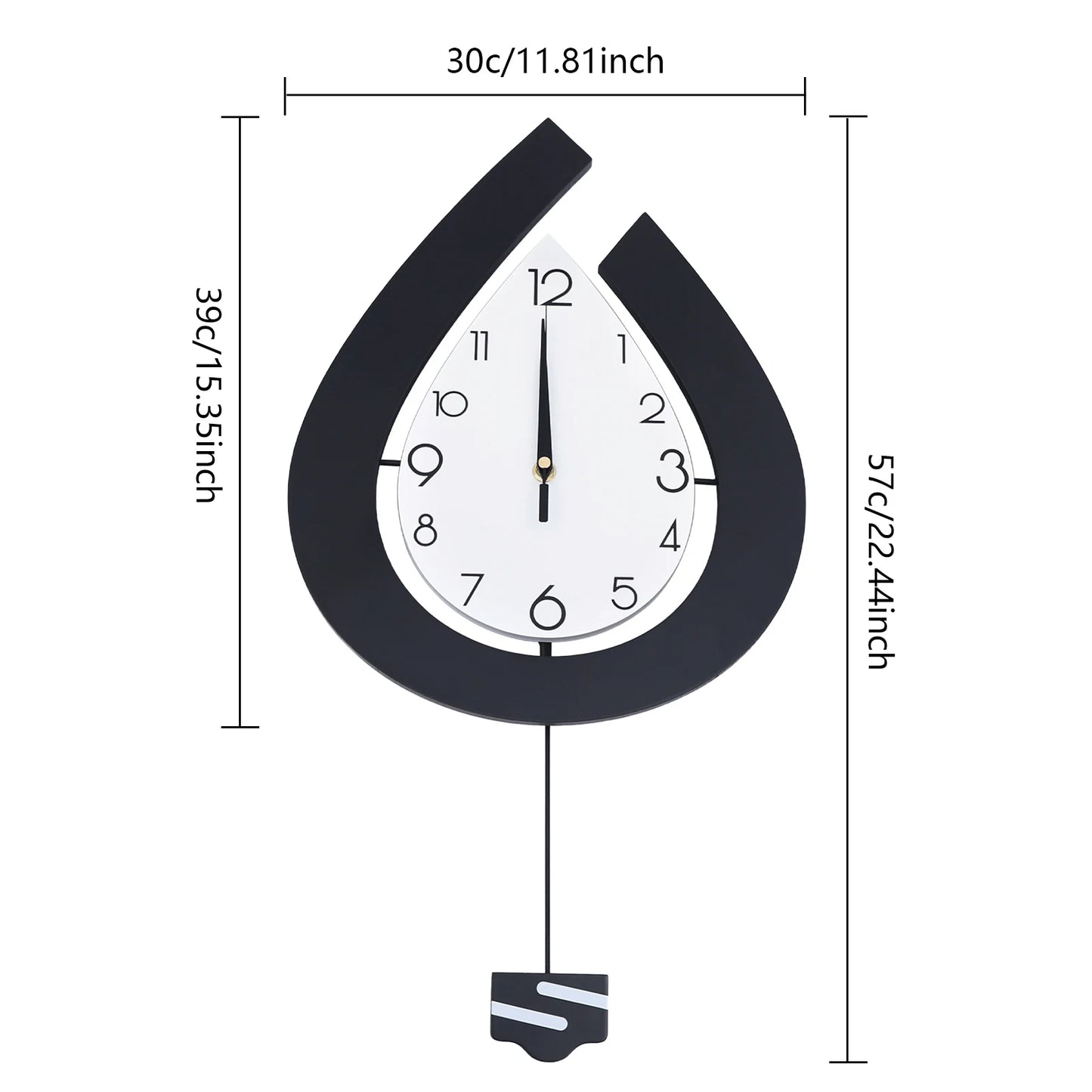 Loyalheartdy Teardrop Swing Wall Clock Modern Pendulum Decor