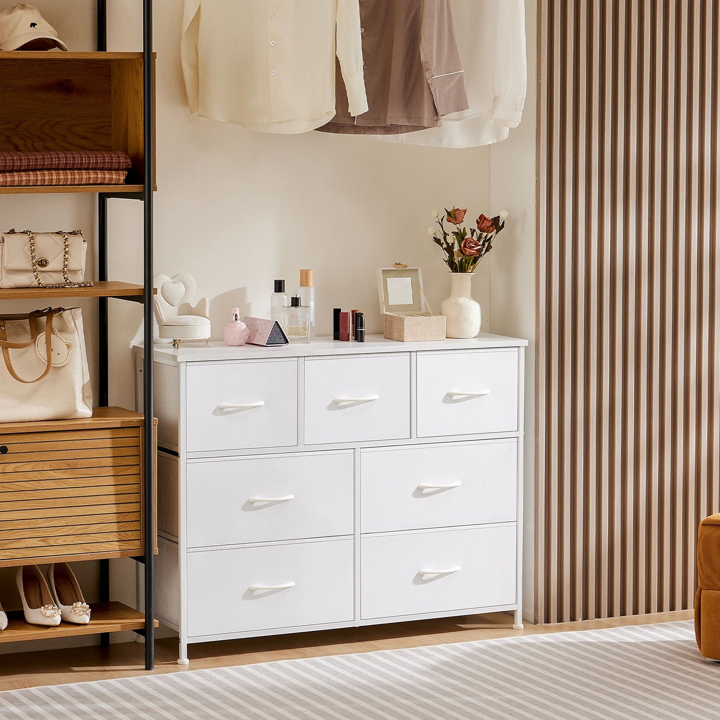 JHK Wardrobe Chest With Fabric Drawers For Bedroom Storage