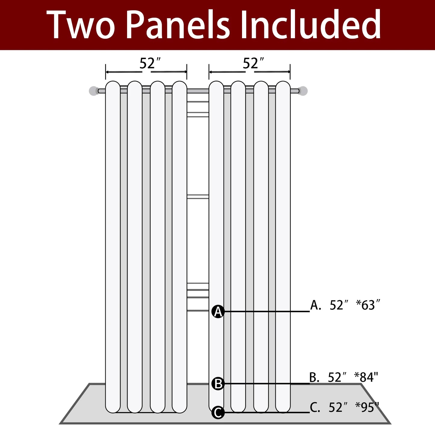 Velvet Xmas Window Curtains Privacy Protection Curtain Panels for Bedroom Living Room Window Treatment 63 inches Long Grommet To