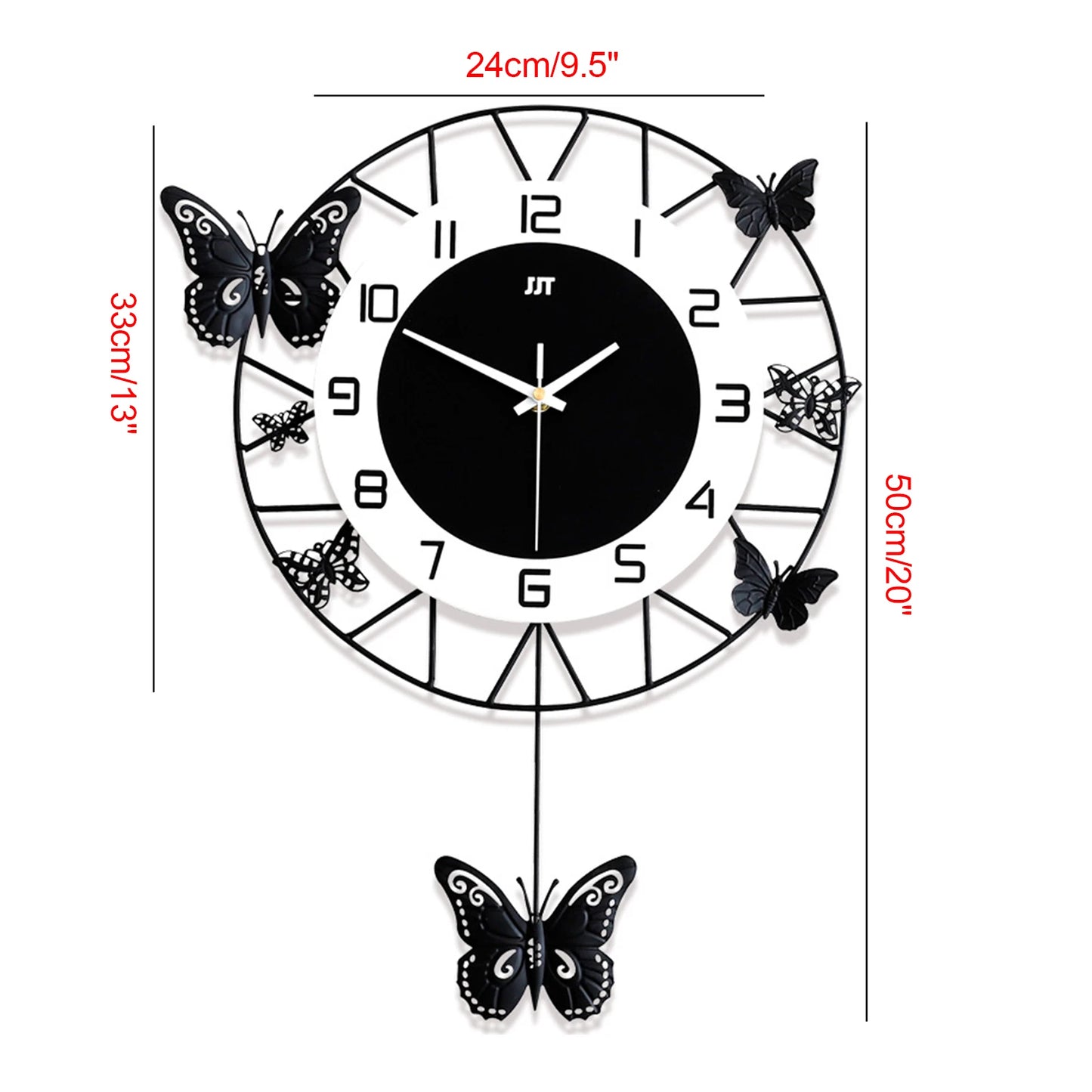 Hign-concerned Modern Wrought Iron Butterfly Wall Clock