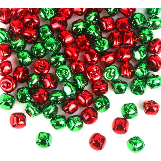 100 Pieces Red Green Jingle Bells 4 5 Inch Craft Bell Bulk for Christmas Home and Pet Decorations with Durable Material and Fes