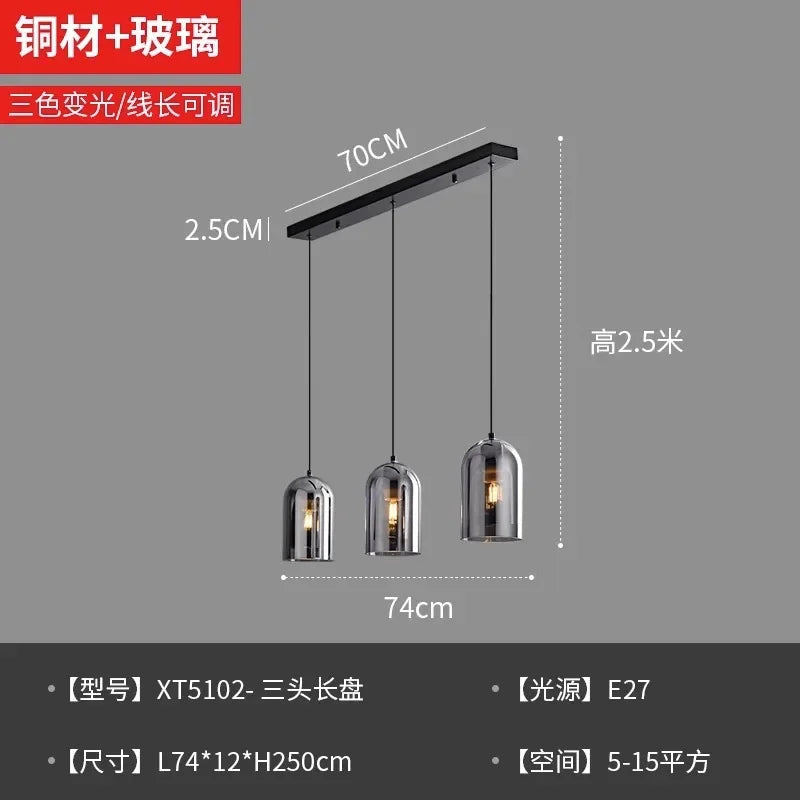 Modern Minimalist Glass Ceiling Light E27 Dining Room Lamp