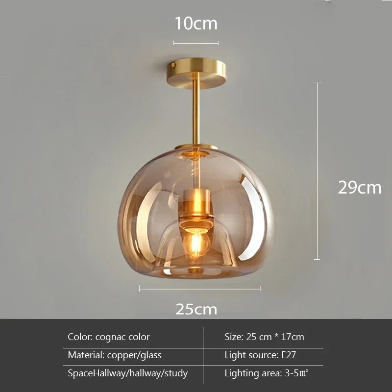 Modern Minimalist Glass Ceiling Light E27 Dining Room Lamp