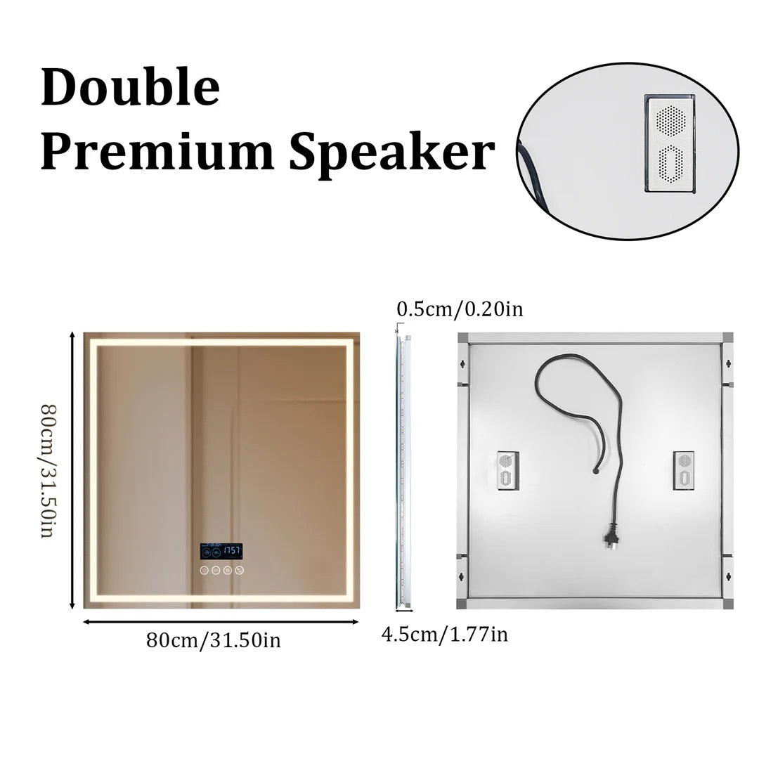 LUVODIC Illuminated Bluetooth LED Mirror Antifog Speaker