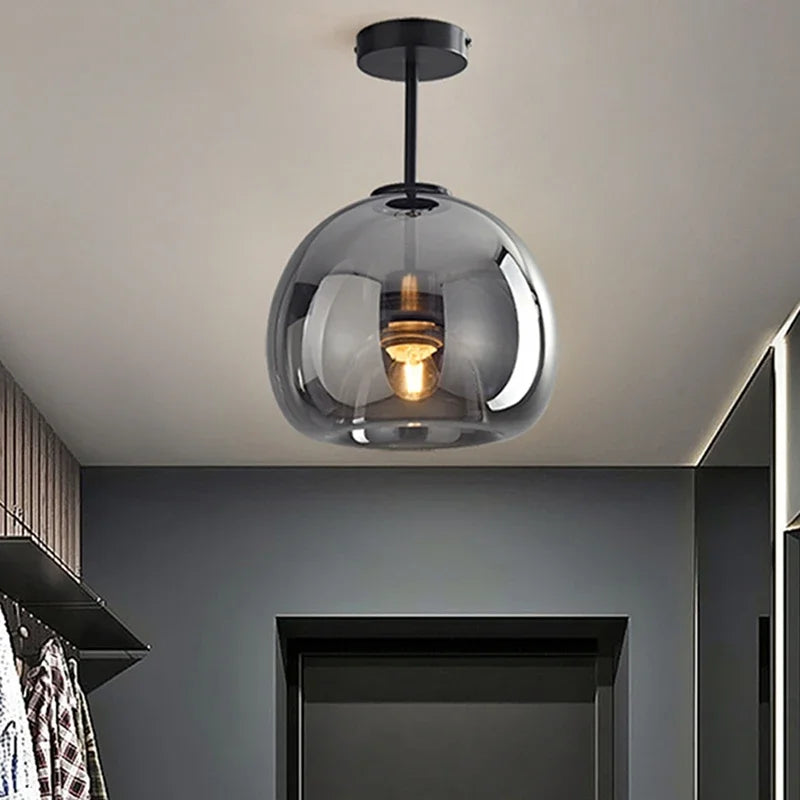 Modern Minimalist Glass Ceiling Light E27 Dining Room Lamp