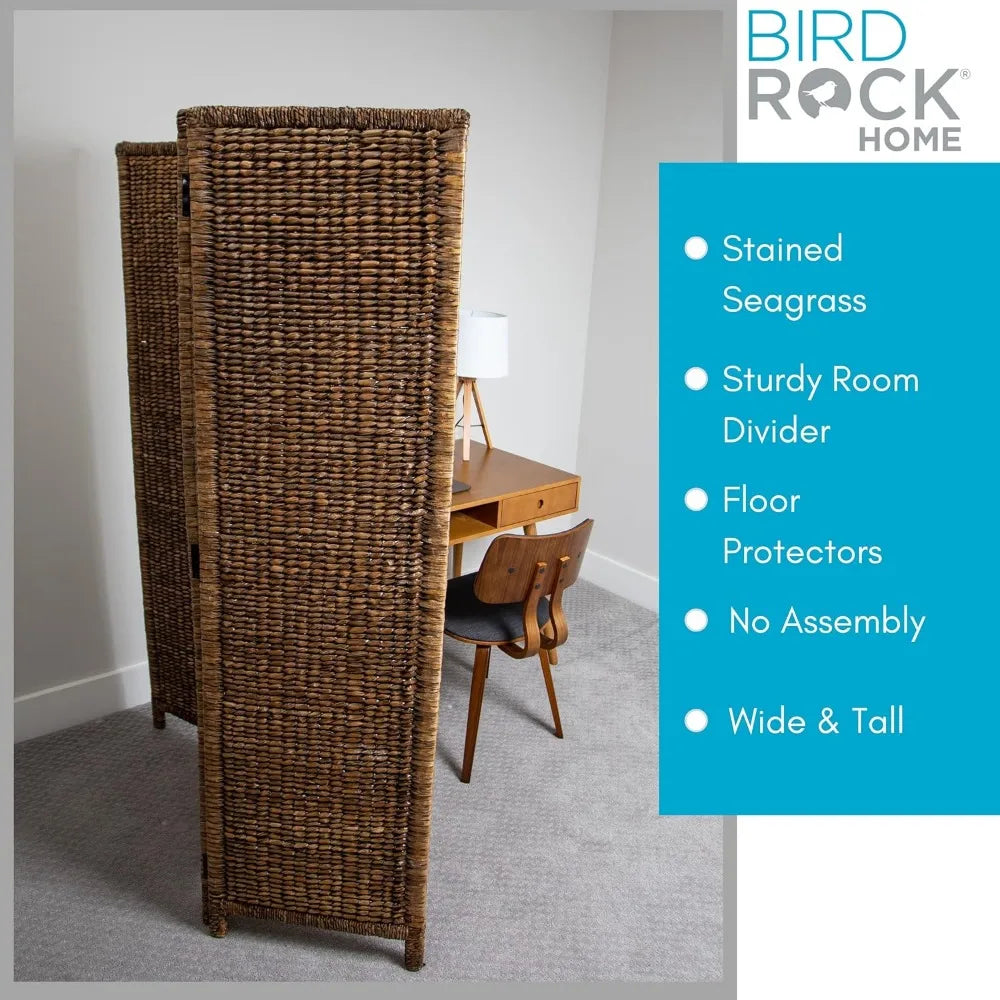 Seagrass Room Divider Three Panel Handwoven Abaca Screen