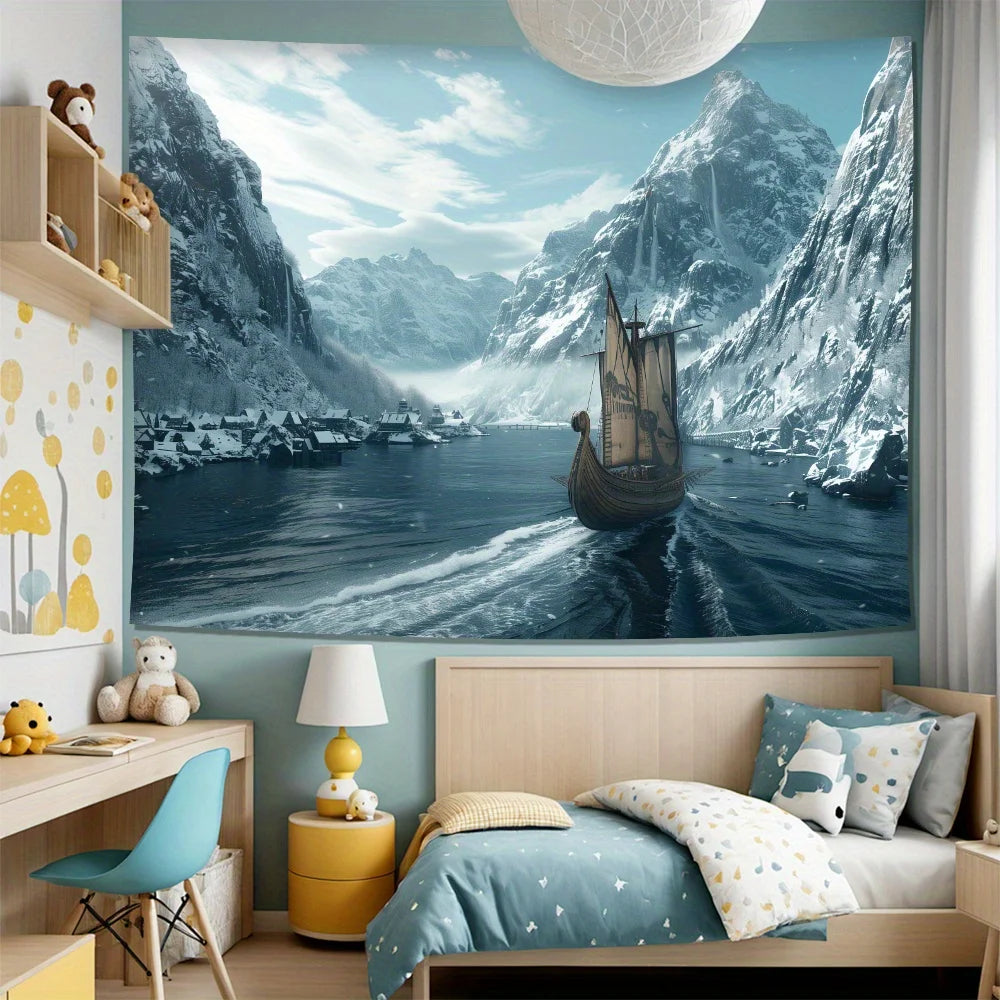 Viking Ship Wall Tapestry Living Room Bedroom or Office Decor 150x 230cm Room Aesthetic Decoration Tapestry