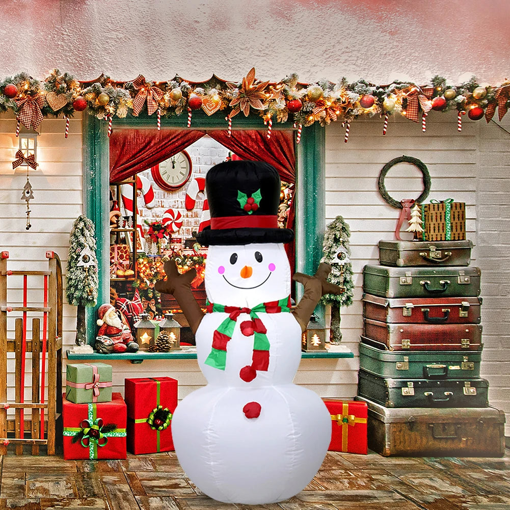 Inflatable Illuminated Snowman Ornament with LED Light Snowman Dolls Decor for Xmas Garden Party Decor