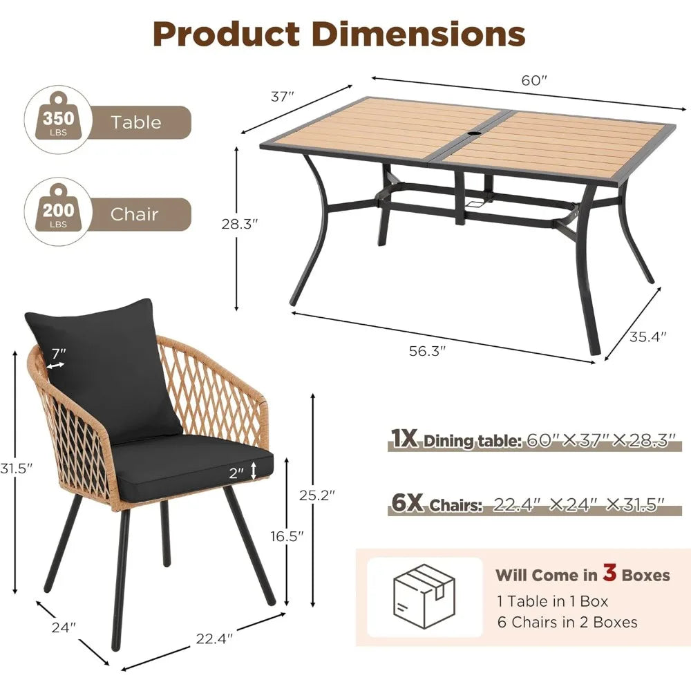 Blackwicker Rattan All Weather Patio Dining Set Tabletop