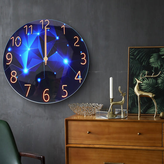 Hign-concerned Diamond Round Wall Clock Modern Silent Decor
