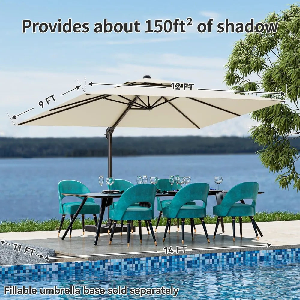 HUANZHUANG Cantilever Patio Umbrella 360 Rotation Windproof