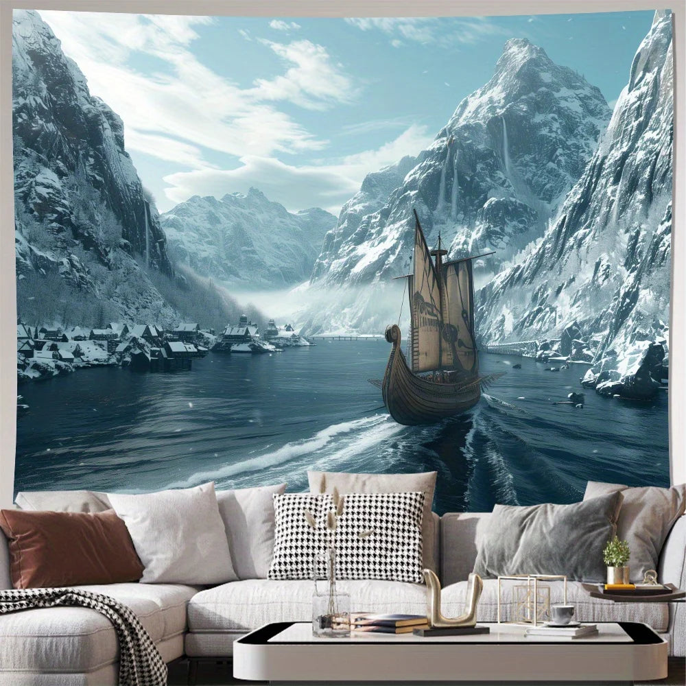 Fujian Craft of Weaving Viking Ship Wall Tapestry Decor