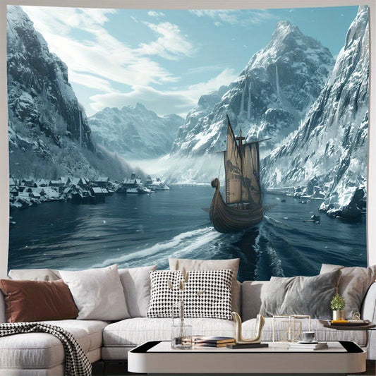 Fujian Craft of Weaving Viking Ship Wall Tapestry Decor