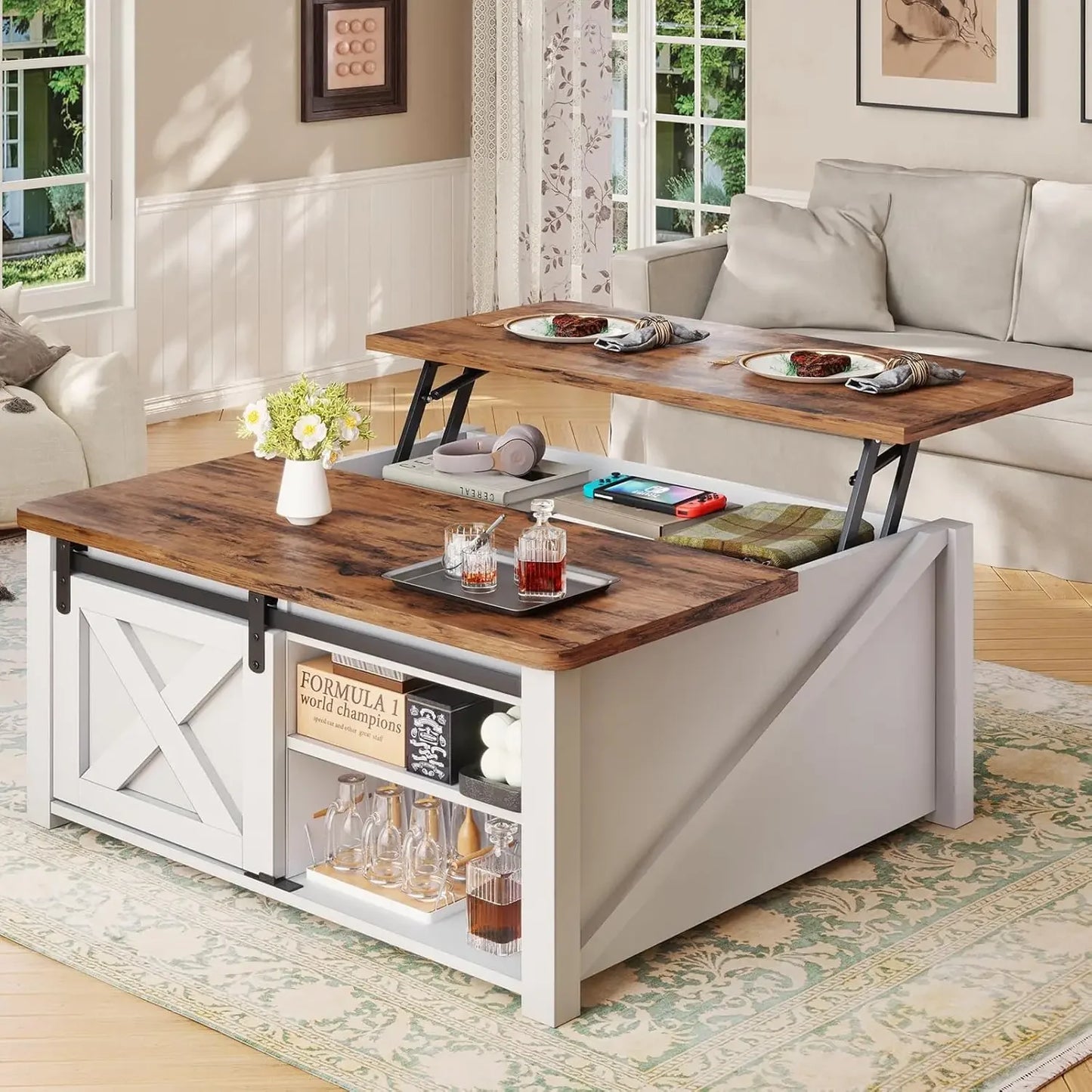 Hign-concerned Lift Top Coffee Table With Hidden Storage