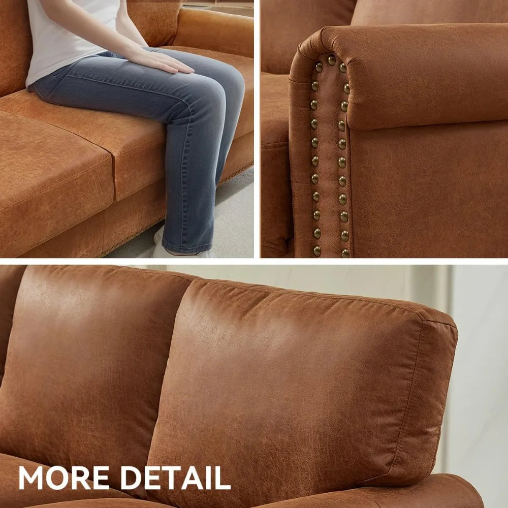 ZUIYU Mid Century Modern Sofa With Storage Nailhead Trim