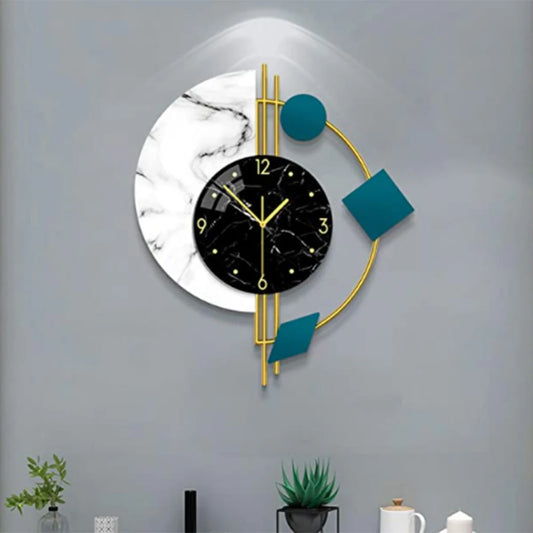 Combination Silent Marble Quartz Wall Clock for Living Room
