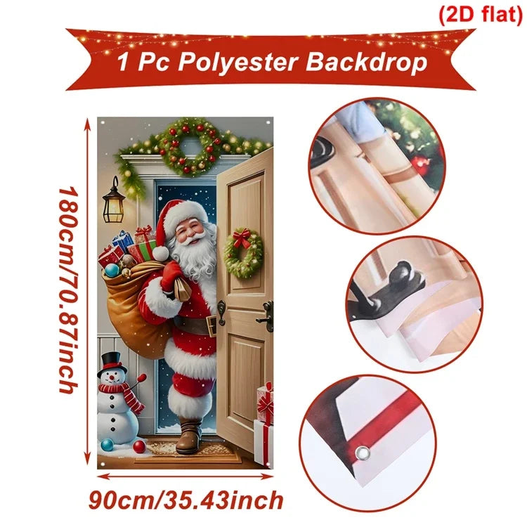 Christmas Hanging Flag Santa Claus Door Banner Christmas Decoration For Home 2025 Xmas Ornament Navidad Natal New Year Gift 2026