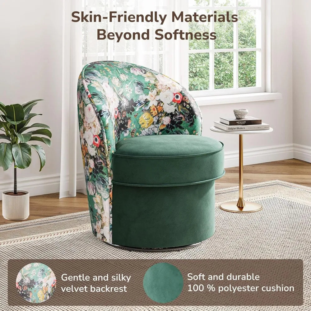 DAFIFY Swivel Barrel Chair Floral Upholstered Armchair