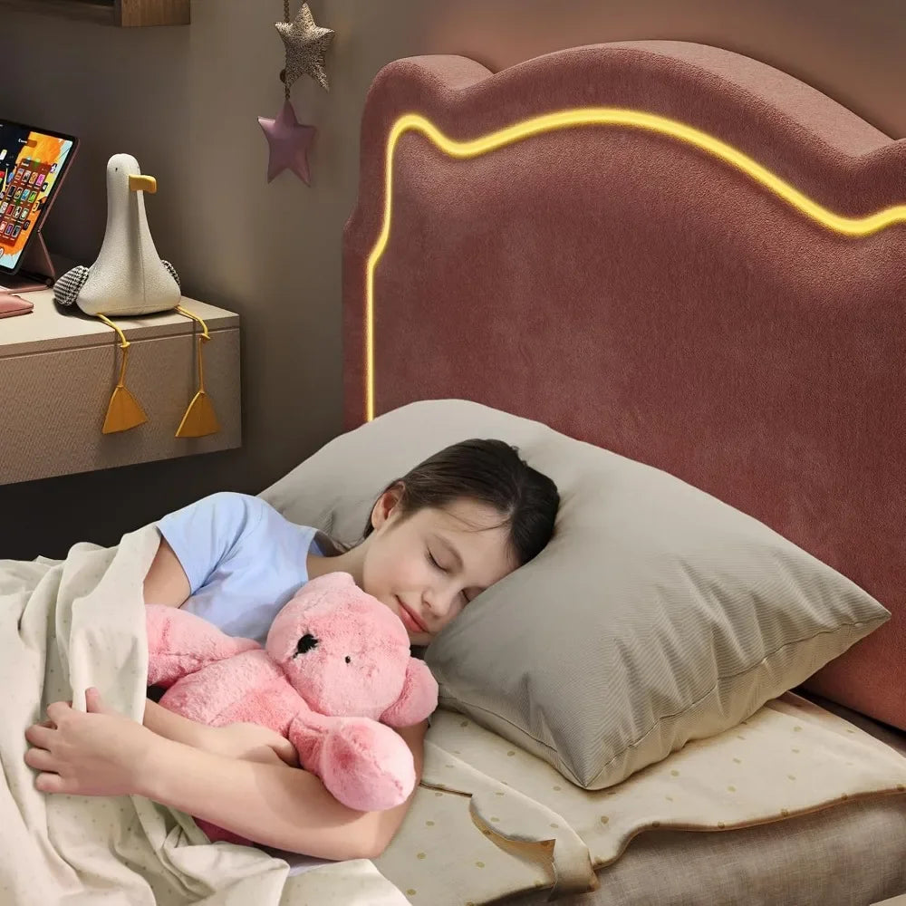XMSJ Smart LED Bed Frame With Adjustable Bear Headboard