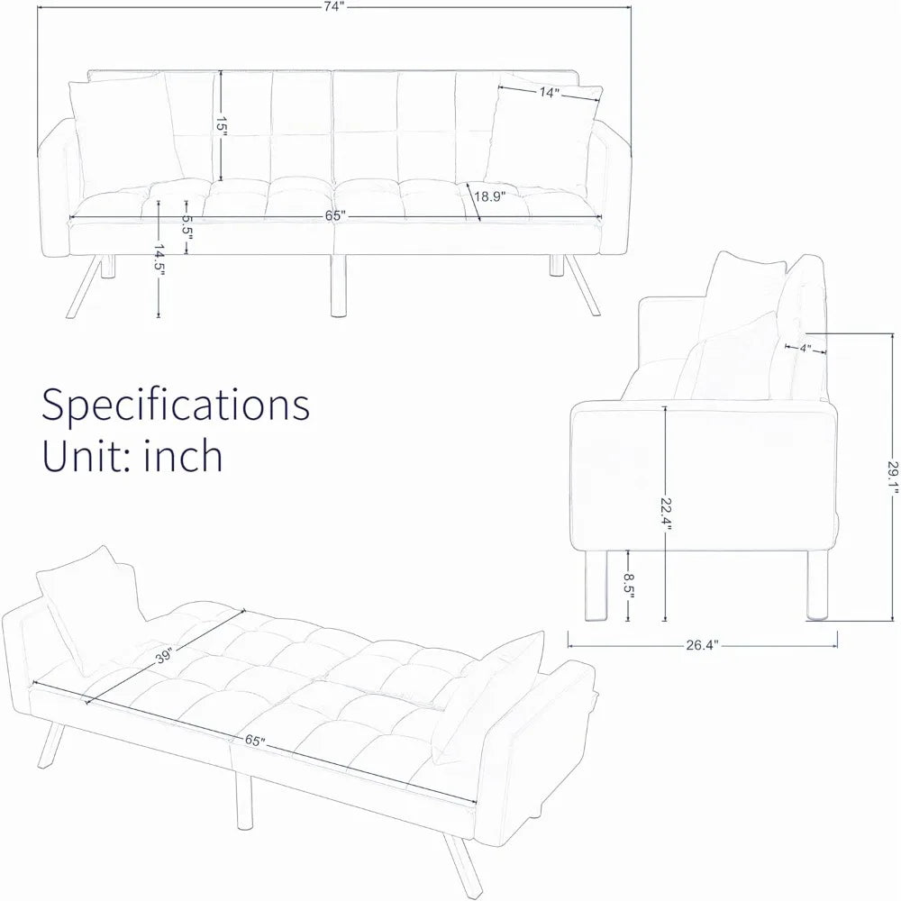 Sichuan Sofa Bed Convertible Couch With Adjustable Backrest