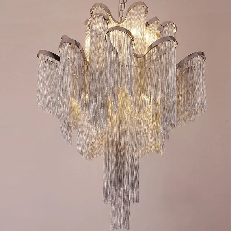 Italy Designer Stream Tassel Chandelier Aluminum Chain