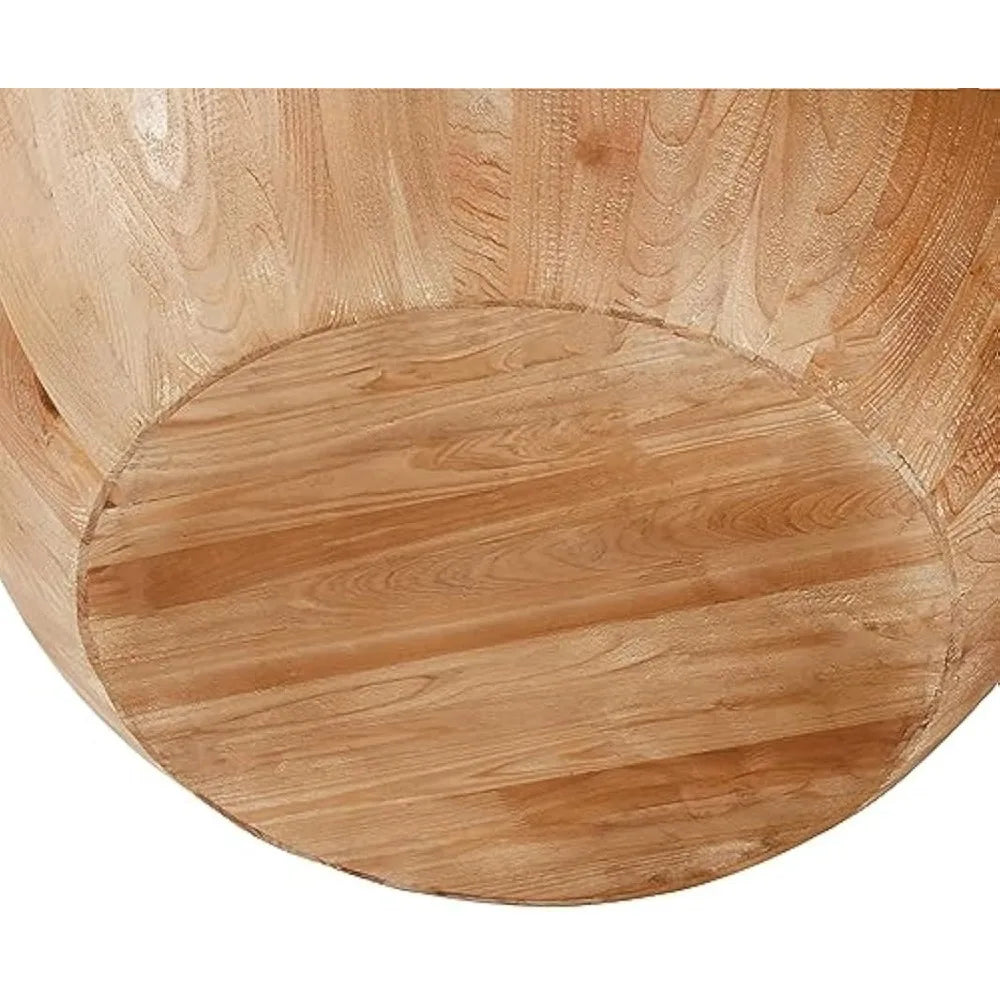 ANGDUO Round Coffee Table With Storage Wood Look Vintage