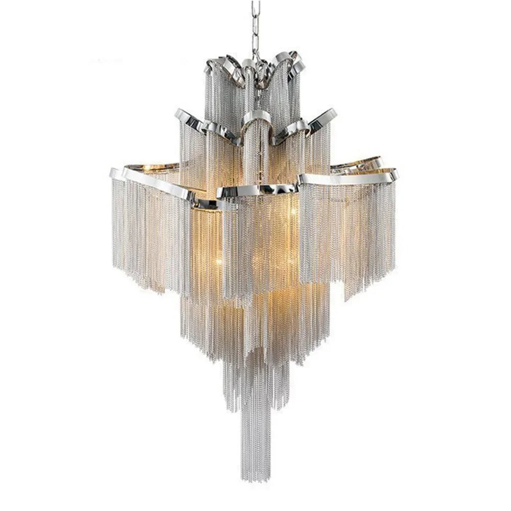 Italy Designer Stream Tassel Chandelier Aluminum Chain