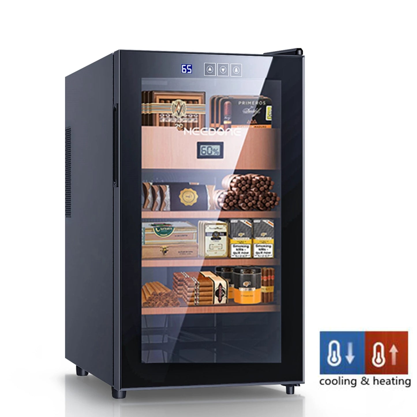 NEEDONE 48L Cigar Humidor with Heating and Cooling Temperature Control System Quiet Thermostatic Electric Cooler Cabinet