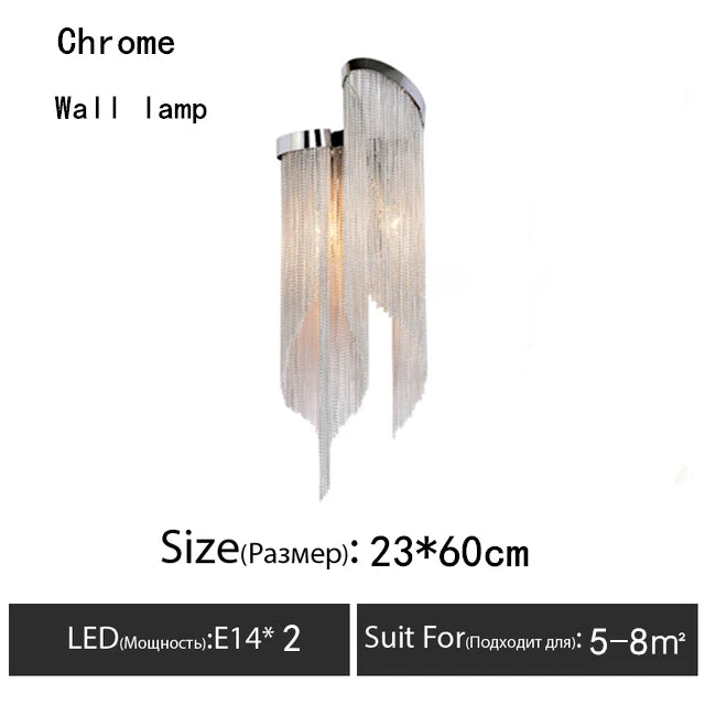 Italy Designer Stream Tassel Chandelier Aluminum Chain