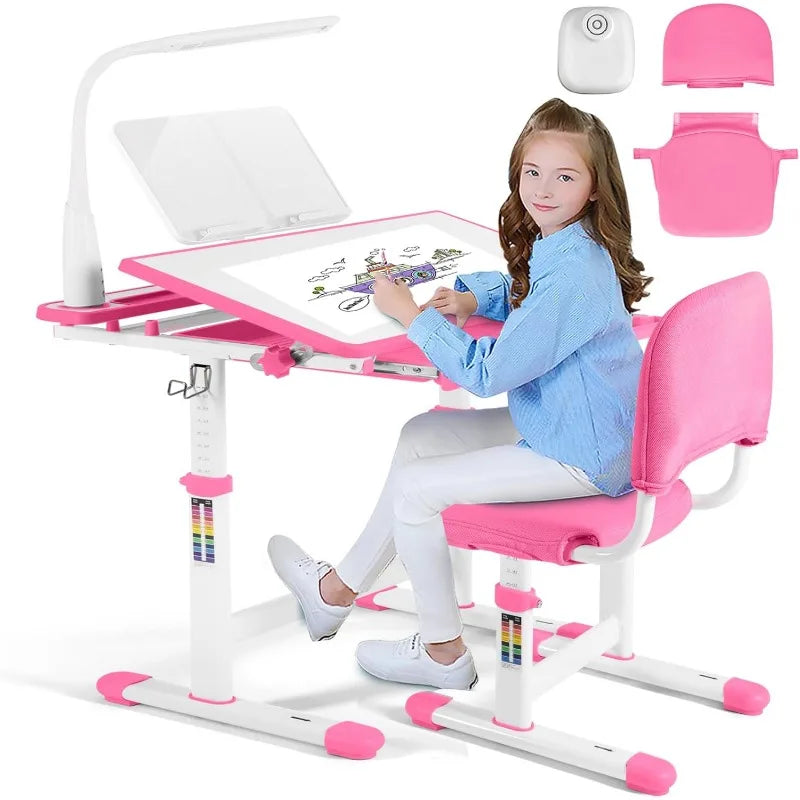 Hign-concerned Kids Desk and Chair Set Height Adjustable