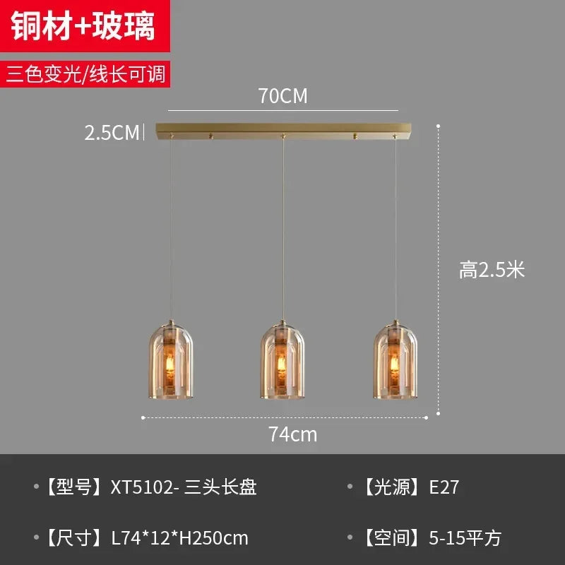 Modern Minimalist Glass Ceiling Light E27 Dining Room Lamp